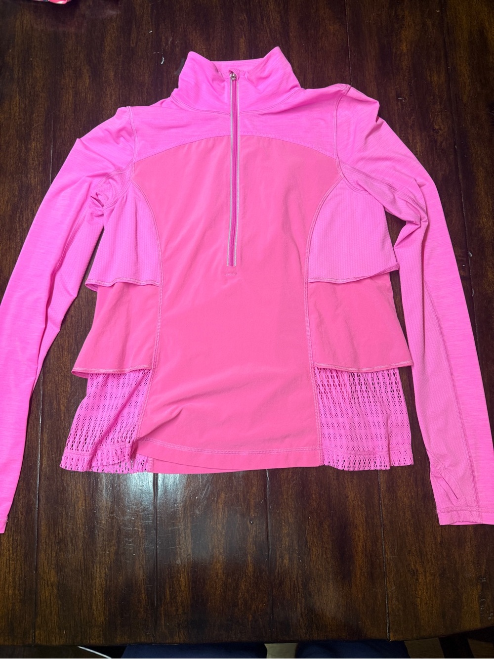 lululemon athletica Bright Pink Quarter-Zip Long Sleeve Top Light Weight Size 2